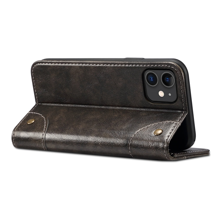 Einfache horizontale Baroque-Lederklapphülle mit Halterung, Kartenfächern und Geldbörse, für iPhone 11, für iPhone 11 Pro, für iPhone 11 Pro Max, für iPhone XS / X, für iPhone SE 2022 / SE 2020 / 8 / 7, für iPhone 8 Plus / 7 Plus