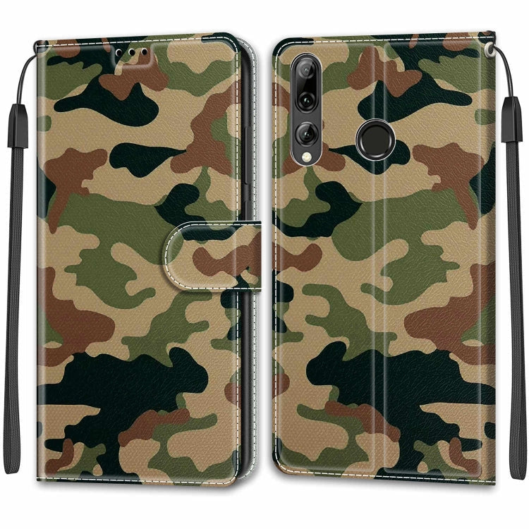 For Huawei P Smart+ 2019 Voltage Colored Drawing Magnetic Clasp Horizontal Flip PU Leather Case with Holder & Card Slots(C12 Green Yellow Camouflage)