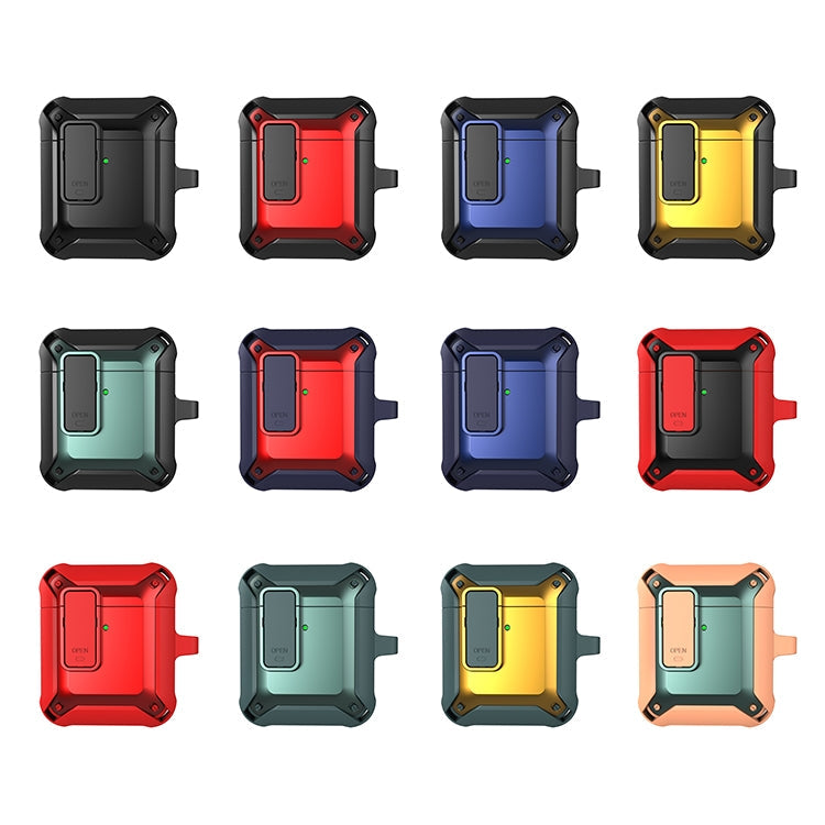 Wireless Earphones Shockproof Bumblebee Silicone Protective Case with Switch For AirPods 1/2(Black)