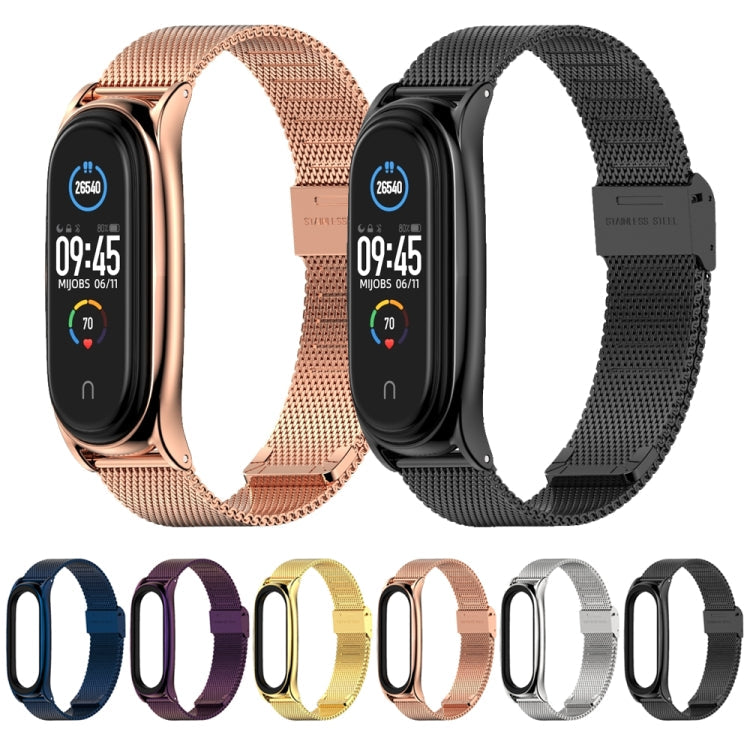 Mijobs Milanese-Edelstahlarmband mit Schnalle für Xiaomi Mi Band 6 / 5