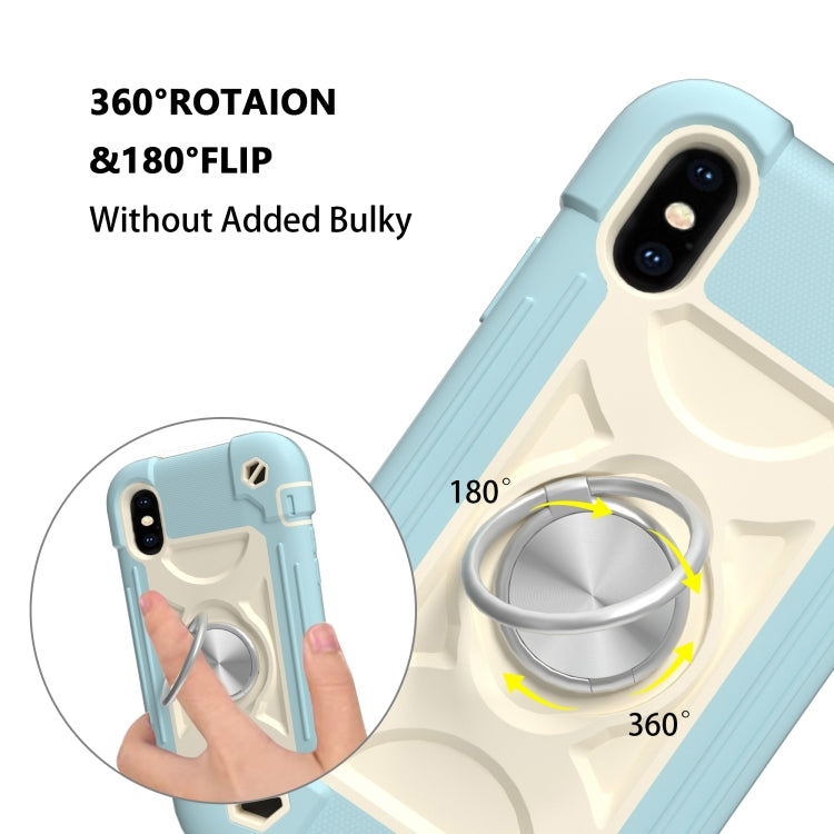 Shockproof Silicone + PC Protective Case with Dual-Ring Holder, For iPhone XS Max, For iPhone 11