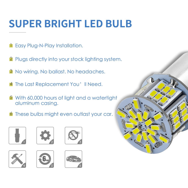 1 Pair E0052 9-14V 1156-54SMD-2835 6000K 1080LM White Light Car Decoding Turn Signal Reversing Light, E0052