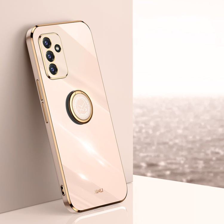 XINLI Straight Edge 6D Electroplate TPU Phone Case with Ring Holder, For Samsung Galaxy A22 4G, For Samsung Galaxy A72 5G, For Samsung Galaxy A82 5G, For Samsung Galaxy A52 5G