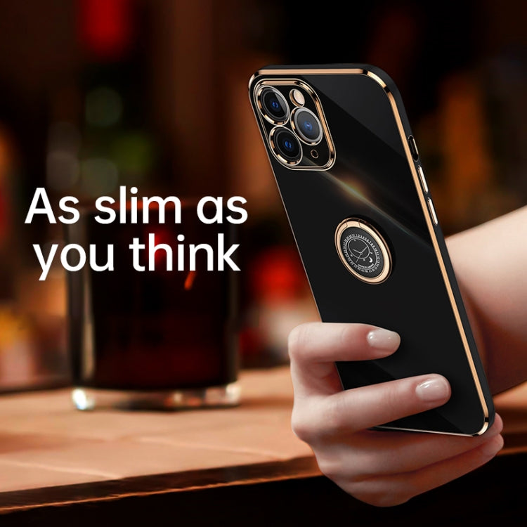 XINLI Straight Edge 6D Electroplate TPU Phone Case with Ring Holder, For iPhone 11 Pro Max, For iPhone 12, For iPhone 12 mini