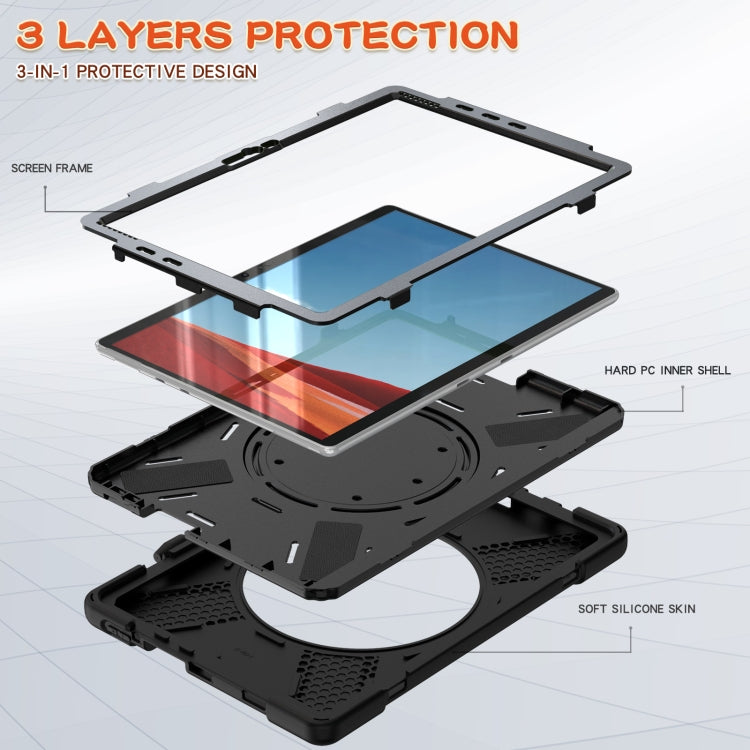 Silicone + PC Protective Case with Holder & Shoulder Strap, For Microsoft Surface Pro X / Pro X 2021, For Samsung Galaxy Tab S6 T860, For Microsoft Surface Pro 7+/7/6/5/4, For Lenovo Tab P11 Pro TB-J706F, For Microsoft Surface Go 4 / 3 / 2 / 1