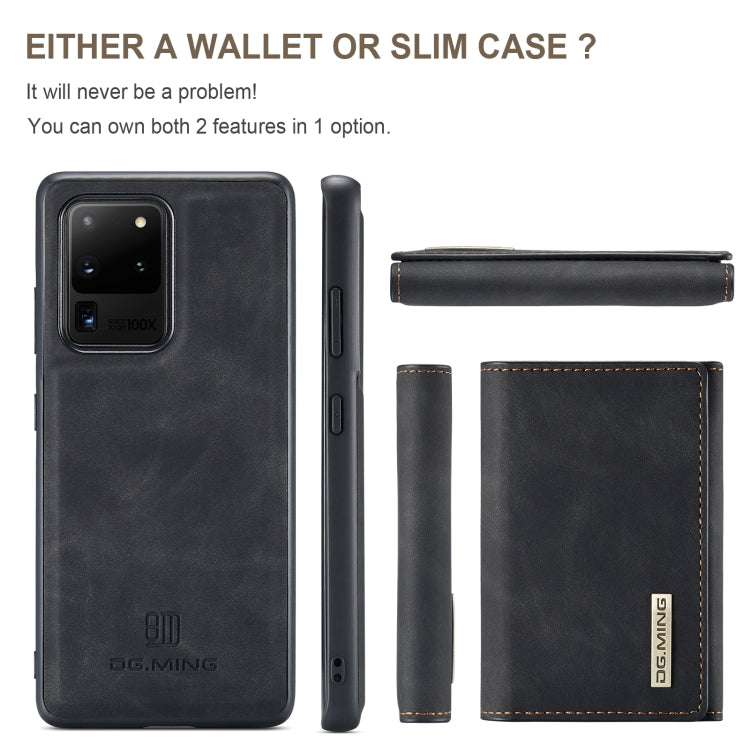 DG.MING M1 Series 3-Fold Multi Card Wallet  Back Cover Shockproof Case with Holder Function, For Samsung Galaxy S20 Ultra, For Samsung Galaxy S20+