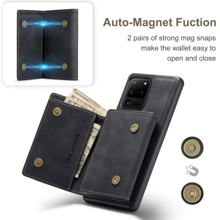 DG.MING M1 Series 3-Fold Multi Card Wallet  Back Cover Shockproof Case with Holder Function, For Samsung Galaxy S20 Ultra, For Samsung Galaxy S20+