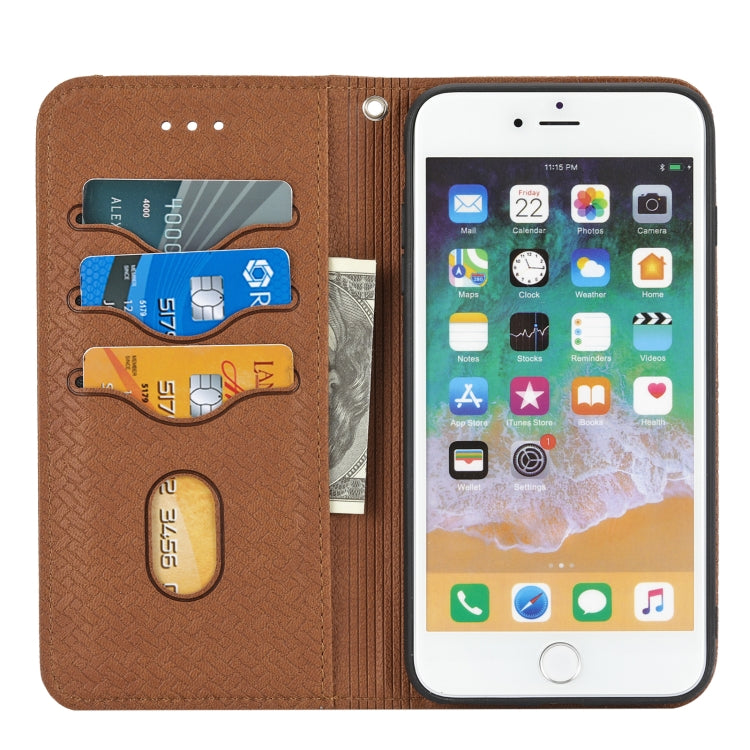 Woven Texture Stitching Magnetic Horizontal Flip PU Leather Case with Holder & Card Slots & Wallet & Lanyard, For iPhone 8 Plus / 7 Plus, For iPhone 11, For iPhone 11 Pro, For iPhone 11 Pro Max