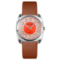 SKMEI Q029 Ladies Phone Number Pattern Dial Leather Strap Quartz Watch