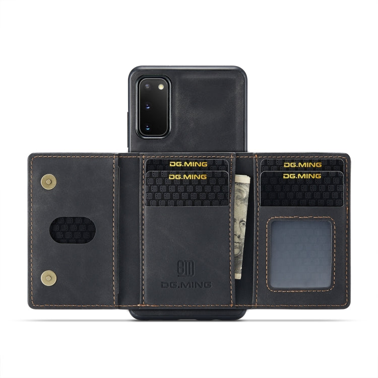 DG.MING M2 Series 3-Fold Multi Card Bag Back Cover Shockproof Case with Wallet & Holder Function, For Samsung Galaxy S20