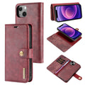 DG.MING Crazy Horse Textur Klapphülle, abnehmbares magnetisches Leder-Etui mit Halterung, Kartenfächern & Geldbörse, für iPhone 13 mini, für iPhone 13, für iPhone 13 Pro, für iPhone 13 Pro Max