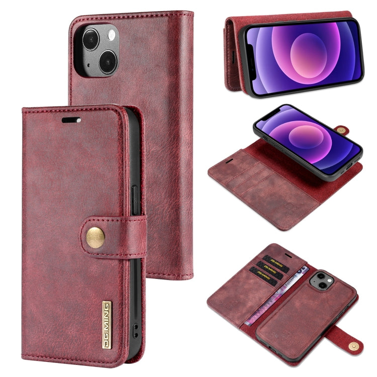 DG.MING Crazy Horse Textur Klapphülle, abnehmbares magnetisches Leder-Etui mit Halterung, Kartenfächern & Geldbörse, für iPhone 13 mini, für iPhone 13, für iPhone 13 Pro, für iPhone 13 Pro Max