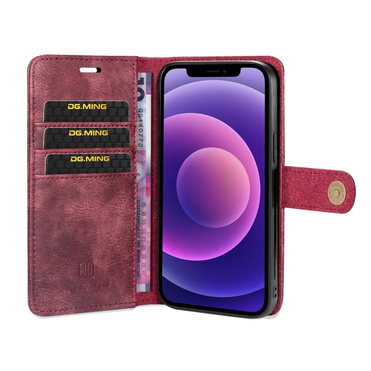 DG.MING Crazy Horse Textur Klapphülle, abnehmbares magnetisches Leder-Etui mit Halterung, Kartenfächern & Geldbörse, für iPhone 13 mini, für iPhone 13, für iPhone 13 Pro, für iPhone 13 Pro Max