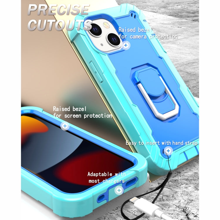 PC + Rubber 3-layers Shockproof Protective Case with Rotating Holder, For iPhone 13 mini, For iPhone 13