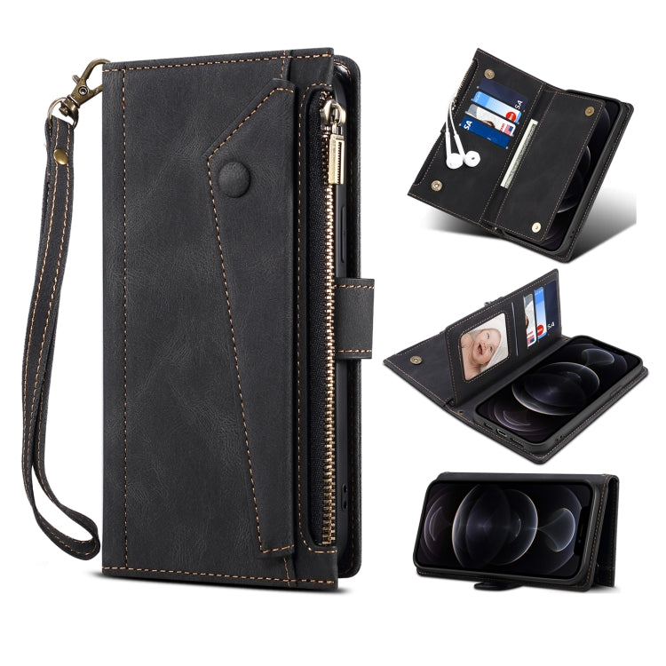 Horizontal Flip Leather Case with Holder & Card Slot & Wallet & Zipper Pocket & Lanyard, For iPhone 12, For iPhone 12 mini, For iPhone 11 Pro Max, For iPhone 11 Pro, For iPhone X & XS, For iPhone XR