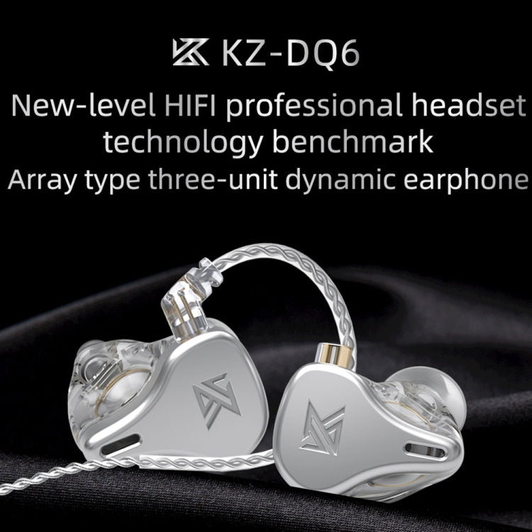 KZ DQ6 3-unit Dynamic HiFi In-Ear Wired Earphone, No Mic, With Mic