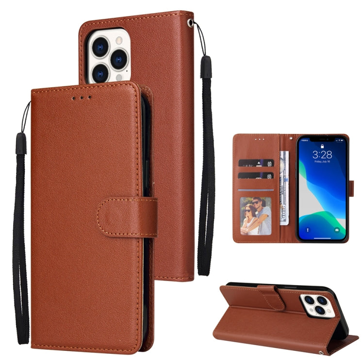 Multifunctional Horizontal Flip Leather Case, with Three Card Slot & Holder & Double Zip Wallett & Photo Frame & Lanyard, For iPhone 13 mini, For iPhone 13, For iPhone 13 Pro