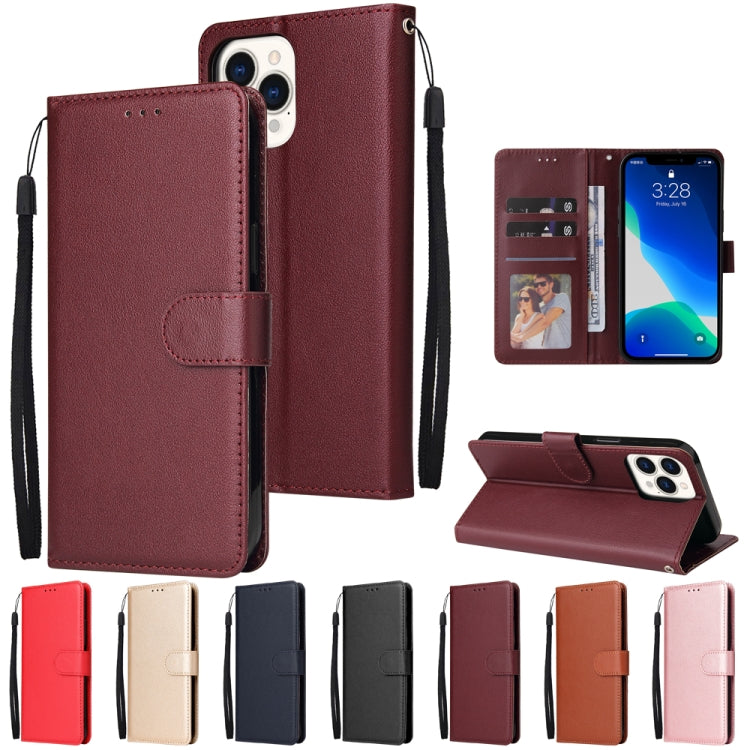 Multifunctional Horizontal Flip Leather Case, with Three Card Slot & Holder & Double Zip Wallett & Photo Frame & Lanyard, For iPhone 13 mini, For iPhone 13, For iPhone 13 Pro