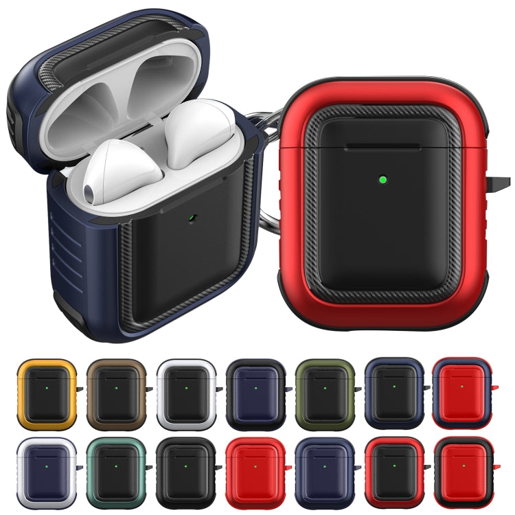Wireless Earphones Shockproof TPU + PC Protective Case with Carabiner, For AirPods 1 / 2