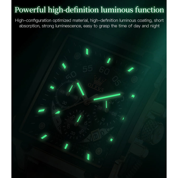 OLEVS 9919 Square Dial Chronograph Luminous Quartz Watch for Men