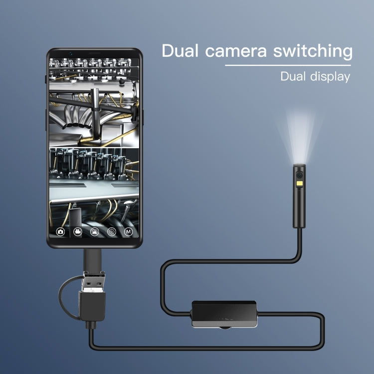 AN100 3 in 1 IP68 Waterproof USB-C / Type-C + Micro USB + USB Dual Cameras Industrial Didital Endoscope with 9 LEDs, Support Android System, Lens Diameter: 8mm, 1m Soft Cable, 2m Soft Cable, 3.5m Soft Cable, 5m Soft Cable, 10m Soft Cable, 1m Hard Cable...
