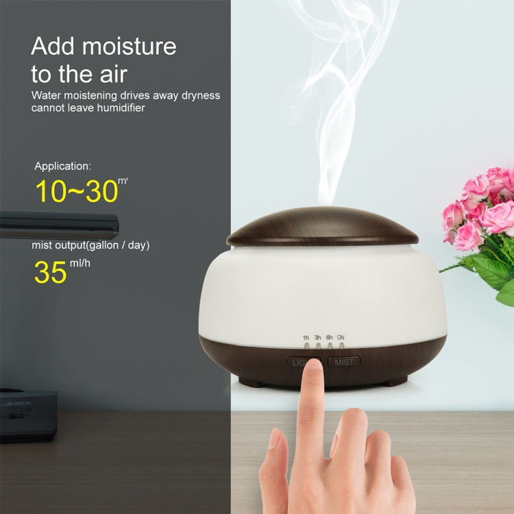 Wood Grain Humidifier Air Purifier Ultrasonic Atomization Household Aromatherapy Machine with Colorful LED Light Automatic Alcohol Sprayer, Plug Specification:UK Plug(Dark Brown)