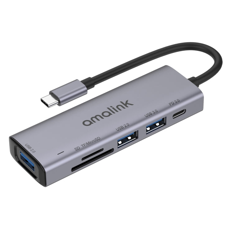 amalink 95120D Typ-C / USB-C auf SD/TF + 3 Ports USB + PD 3.0 Multifunktions-HUB Dockingstation, 95120D