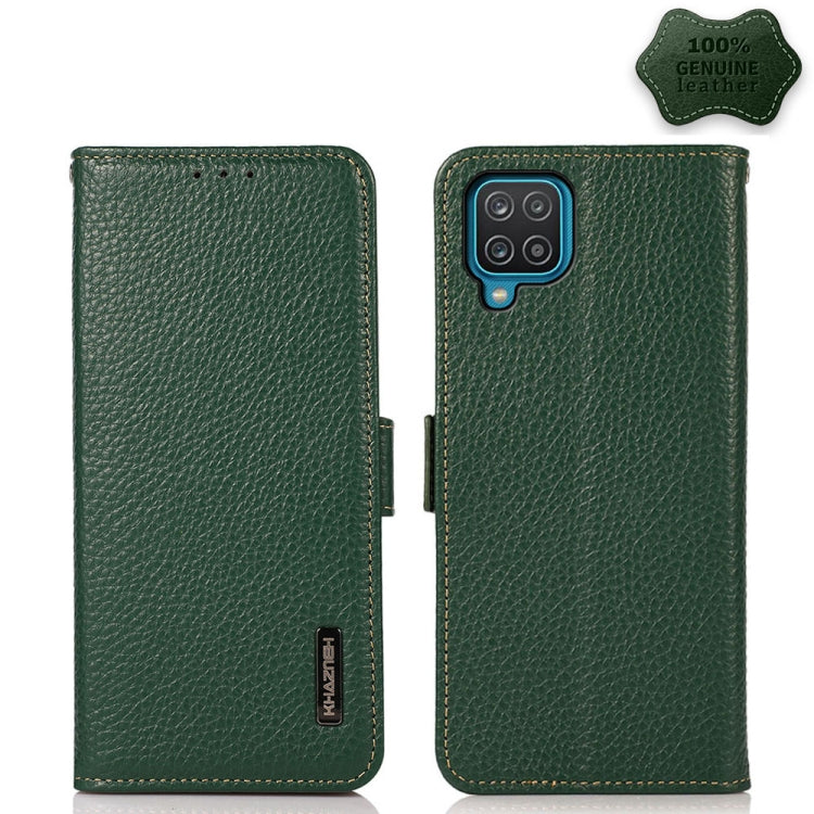 KHAZNEH Side-Magnetic Litchi Genuine Leather RFID Phone Case, For Samsung Galaxy A02s EU Version, For Samsung Galaxy A02s Global Version, For Samsung Galaxy A03s 166mm Version, For Samsung Galaxy A12 5G, For Samsung Galaxy A22 4G                       ...