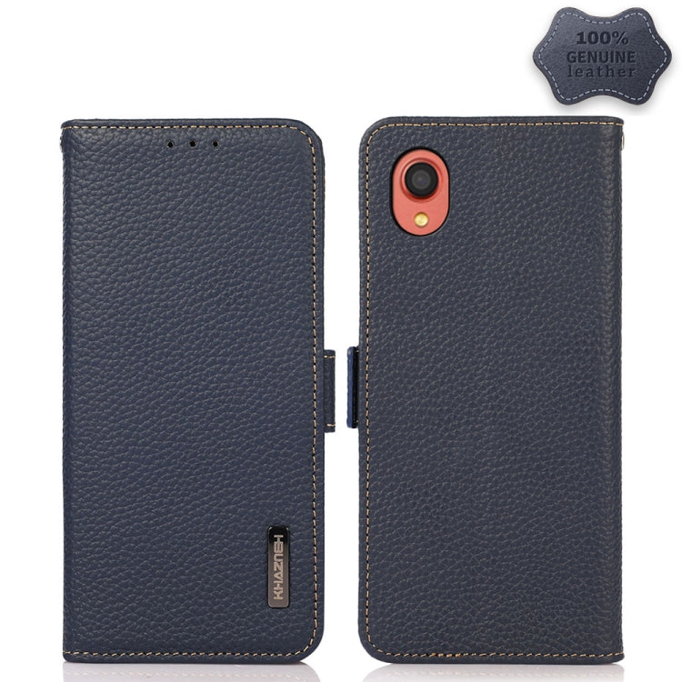 KHAZNEH Side-Magnetic Litchi Genuine Leather RFID Phone Case, For Samsung Galaxy A02s EU Version, For Samsung Galaxy A02s Global Version, For Samsung Galaxy A03s 166mm Version, For Samsung Galaxy A12 5G, For Samsung Galaxy A22 4G                       ...