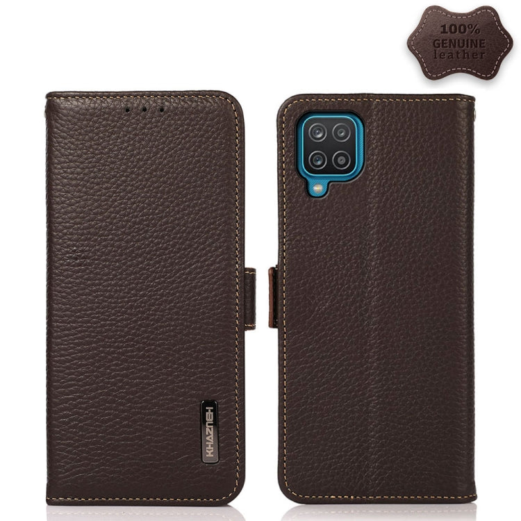 KHAZNEH Side-Magnetic Litchi Genuine Leather RFID Phone Case, For Samsung Galaxy A22 5G, For Samsung Galaxy A32 4G, For Samsung Galaxy A32 5G, For Samsung Galaxy A42 5G, For Samsung Galaxy A51 5G, For Samsung Galaxy A52 5G