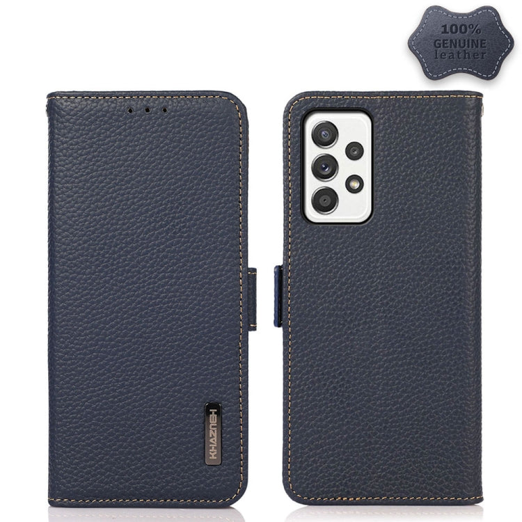 KHAZNEH Side-Magnetic Litchi Genuine Leather RFID Phone Case, For Samsung Galaxy A72 5G, For Samsung Galaxy A82 5G, For Samsung Galaxy F62 / M62, For Samsung Galaxy M32, For Samsung Galaxy M52 5G, For Samsung Galaxy S20 FE