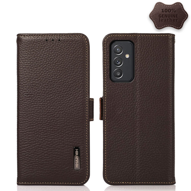 KHAZNEH Side-Magnetic Litchi Genuine Leather RFID Phone Case, For Samsung Galaxy A72 5G, For Samsung Galaxy A82 5G, For Samsung Galaxy F62 / M62, For Samsung Galaxy M32, For Samsung Galaxy M52 5G, For Samsung Galaxy S20 FE