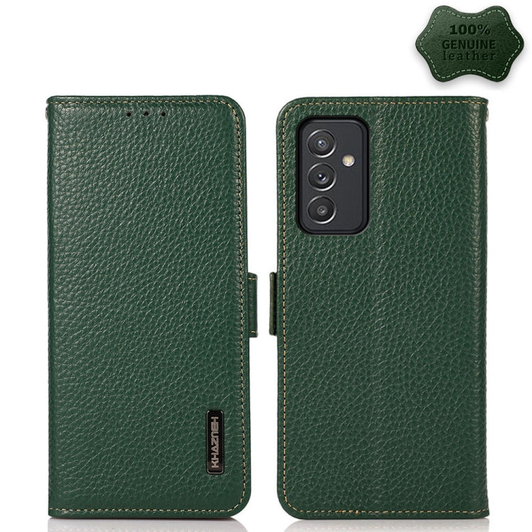 KHAZNEH Side-Magnetic Litchi Genuine Leather RFID Phone Case, For Samsung Galaxy A72 5G, For Samsung Galaxy A82 5G, For Samsung Galaxy F62 / M62, For Samsung Galaxy M32, For Samsung Galaxy M52 5G, For Samsung Galaxy S20 FE