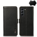 KHAZNEH Side-Magnetic Litchi Genuine Leather RFID Phone Case, For Samsung Galaxy S20+, For Samsung Galaxy S20, For Samsung Galaxy S20 Ultra, For Samsung Galaxy S21 FE 5G, For Samsung Galaxy S21+ 5G, For Samsung Galaxy S21 5G
