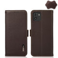 KHAZNEH Side-Magnetic Litchi Genuine Leather RFID Phone Case, For Samsung Galaxy S21 Ultra 5G, For Samsung Galaxy S22+ 5G, For Samsung Galaxy S22 5G, For Samsung Galaxy S22 Ultra 5G, For Samsung Galaxy Xcover 5, For Samsung Galaxy A03 164mm Version