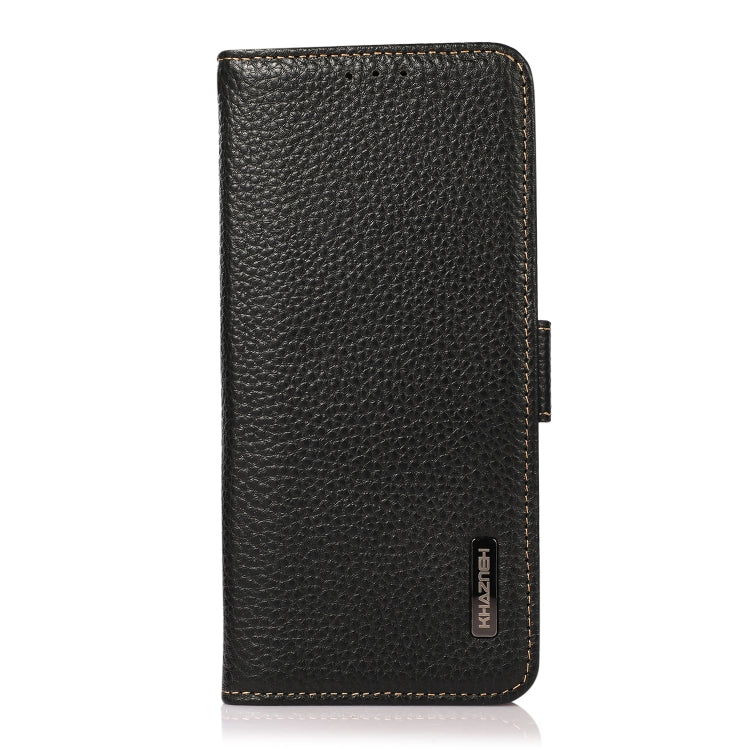 KHAZNEH Side-Magnetic Litchi Genuine Leather RFID Phone Case, For Samsung Galaxy A03 166mm Version, For Samsung Galaxy A03s 164mm Version, For Samsung Galaxy A13 4G, For Samsung Galaxy A13 5G, For Samsung Galaxy A33 5G, For Samsung Galaxy A53 5G