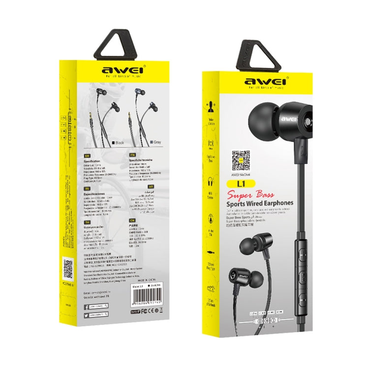 awei L1 Stereo In-Ear Wired Earphones with In-Line Controls