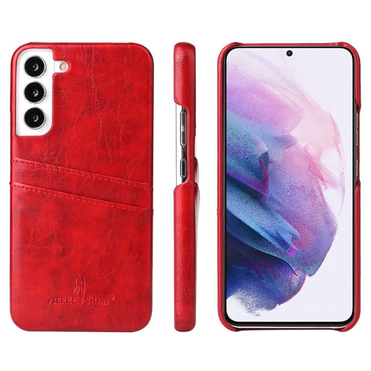 Fierre Shann Retro Oil Wax Texture PU Leather Phone Case with Card Slots, For Samsung Galaxy S22 Ultra 5G, For Samsung Galaxy S22+ 5G, For Samsung Galaxy S22 5G