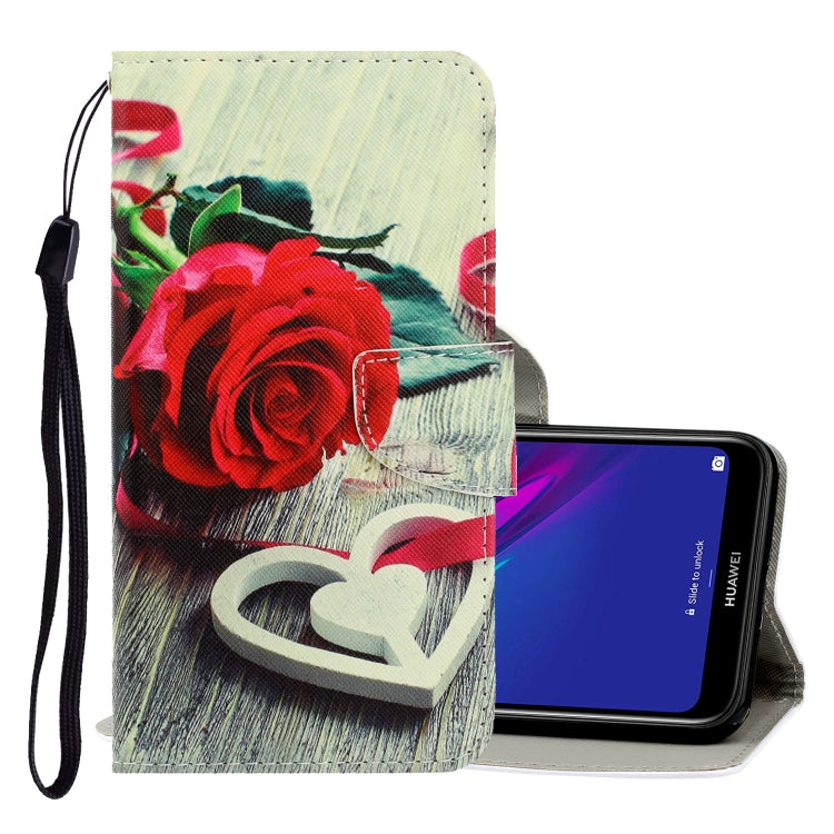 3D Colored Drawing Horizontal Flip PU Leather Case with Holder & Card Slots & Wallet, For Huawei Y7 2019