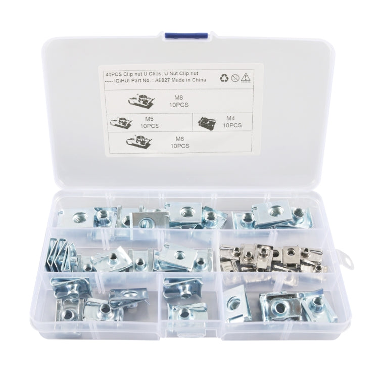 A6827 40 in 1 Car / Motorcycle Clip Nuts B-Shaped Clip Nut, A6827