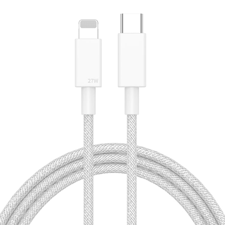 27W PD USB-C / Type-C auf 8 Pin Schnelllade-Datenkabel, geflochten, Kabellänge: 1m, 27W