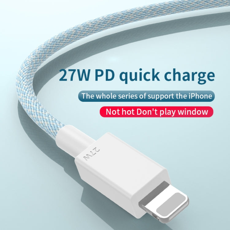27W PD USB-C / Type-C auf 8 Pin Schnelllade-Datenkabel, geflochten, Kabellänge: 1m, 27W