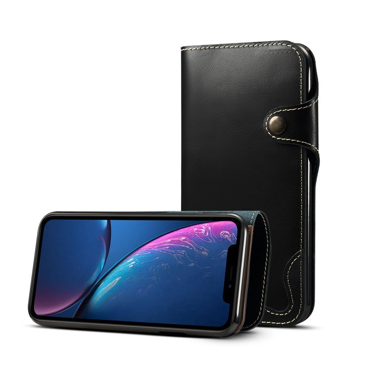 Denior Oil Wax Cowhide Magnetic Button Horizontal Flip Leather Case with Card Slots & Wallet, For iPhone XR, For Galaxy S8 Plus, For iPhone XS Max, For Galaxy S9, For Galaxy S9 Plus, For Galaxy Note 8