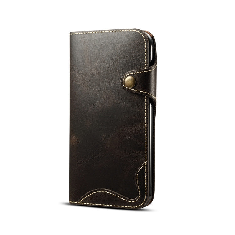 Denior Oil Wax Cowhide Magnetic Button Horizontal Flip Leather Case with Card Slots & Wallet, For iPhone XR, For Galaxy S8 Plus, For iPhone XS Max, For Galaxy S9, For Galaxy S9 Plus, For Galaxy Note 8