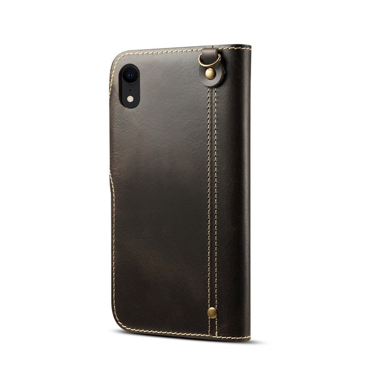 Denior Oil Wax Cowhide Magnetic Button Horizontal Flip Leather Case with Card Slots & Wallet, For iPhone XR, For Galaxy S8 Plus, For iPhone XS Max, For Galaxy S9, For Galaxy S9 Plus, For Galaxy Note 8
