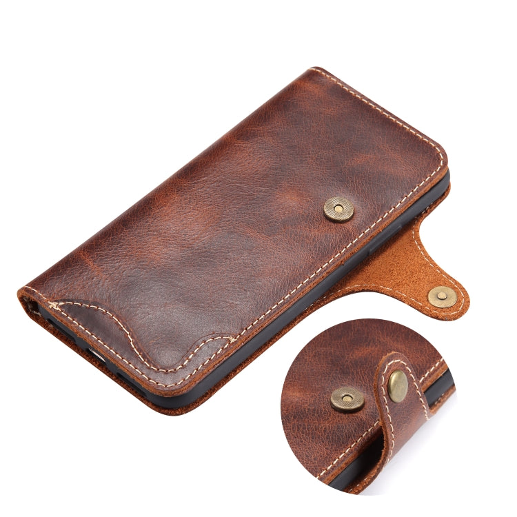 Denior Oil Wax Cowhide Magnetic Button Horizontal Flip Leather Case with Card Slots & Wallet, For iPhone XR, For Galaxy S8 Plus, For iPhone XS Max, For Galaxy S9, For Galaxy S9 Plus, For Galaxy Note 8