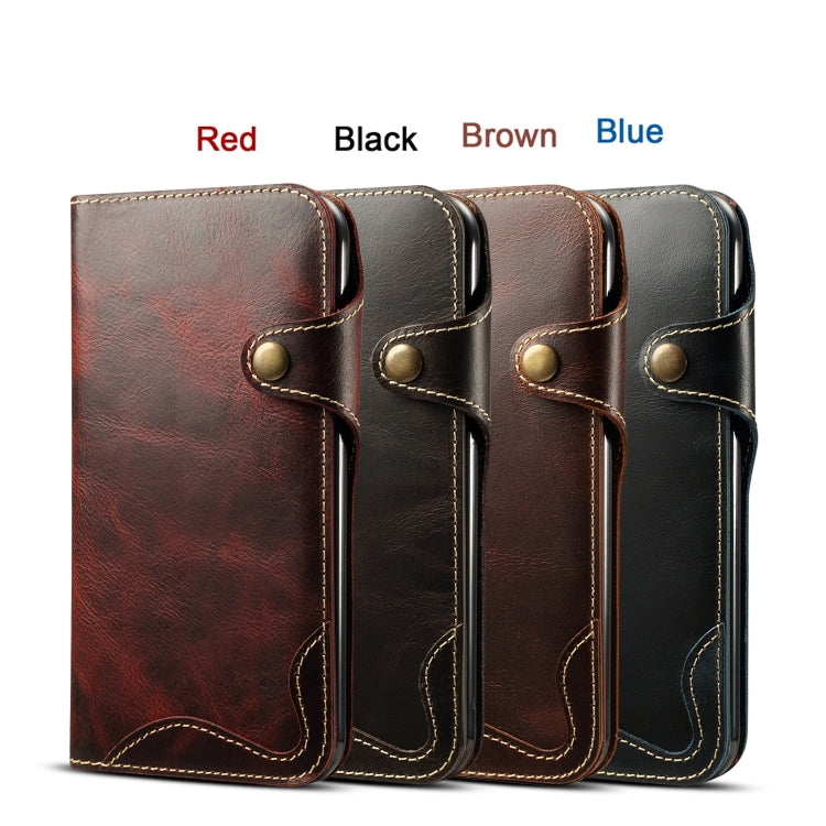 Denior Oil Wax Cowhide Magnetic Button Horizontal Flip Leather Case with Card Slots & Wallet, For iPhone XR, For Galaxy S8 Plus, For iPhone XS Max, For Galaxy S9, For Galaxy S9 Plus, For Galaxy Note 8