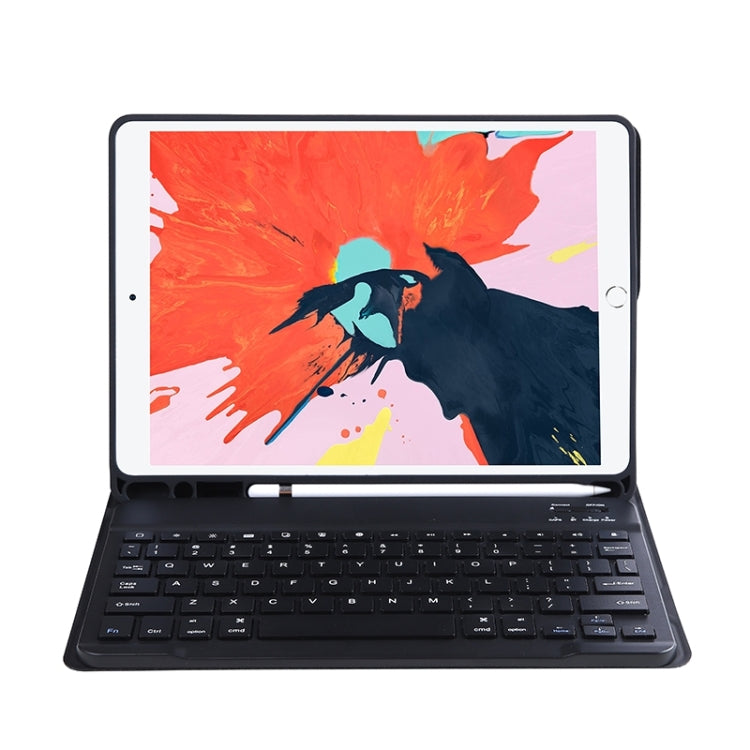 T098B Candy Color Skin Feel Texture Bluetooth Keyboard Leather Case with Pen Holder For iPad Air 4 10.9 2020 / Air 5 10.9 2022 (Black)