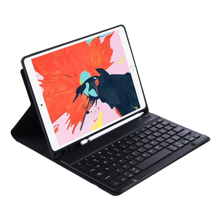 T098B Candy Color Skin Feel Texture Bluetooth Keyboard Leather Case with Pen Holder For iPad Air 4 10.9 2020 / Air 5 10.9 2022 (Black)