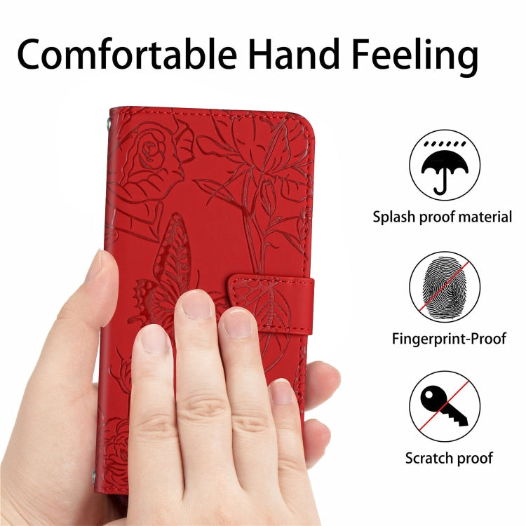 Skin Feel Butterfly Peony Embossed Leather Phone Case, For iPhone 13 Pro Max, For iPhone XS / X, For iPhone XR, For iPhone XS Max